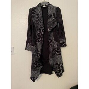 Bali  Cardigan Duster P/S Black Draped Liquid Slinky Knit Artsy Asymmetric